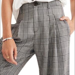 👖MADEWELL Pleated Wide-Leg Pants in Plaid, Size 10